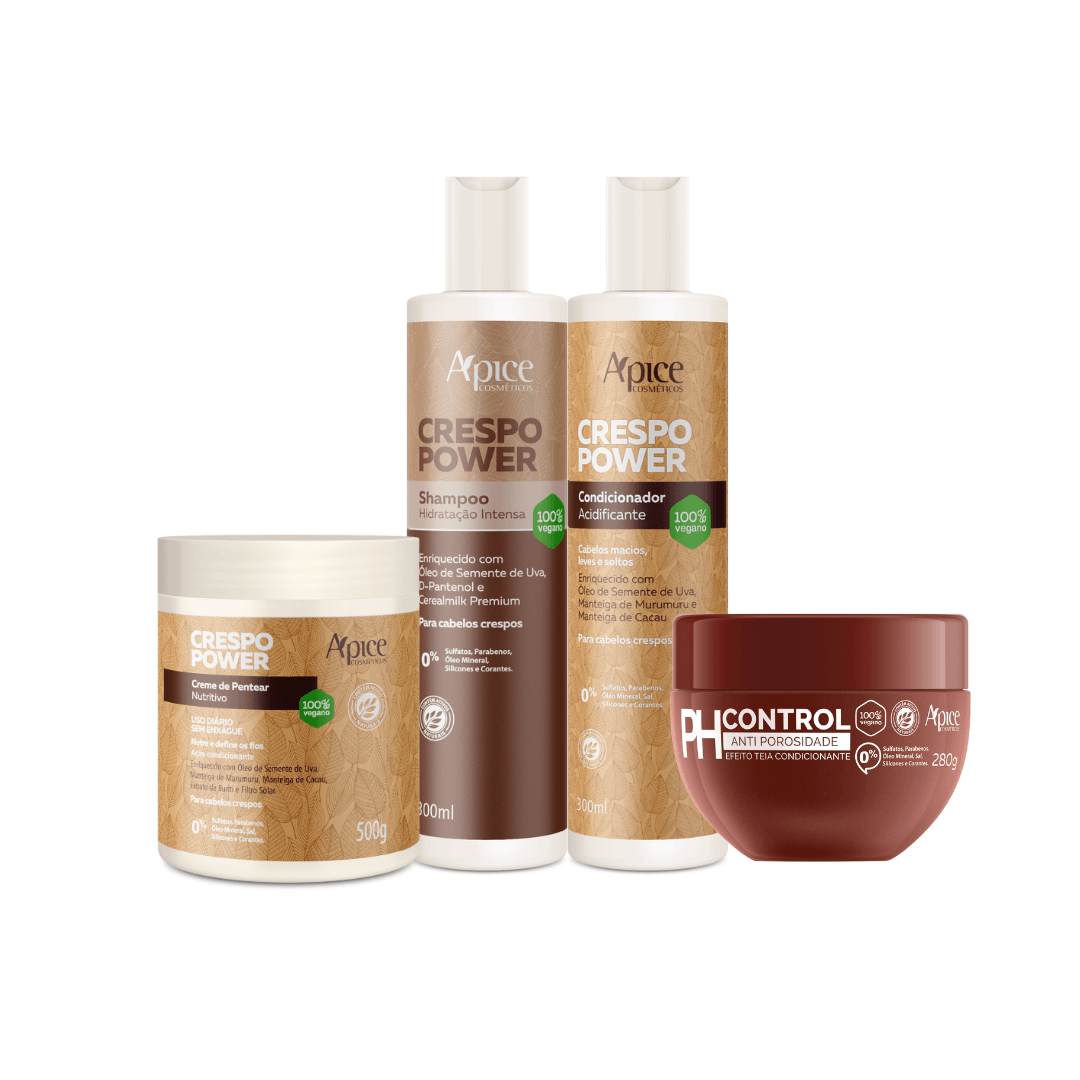 Kit Crespo PH - Shampoo, Condicionador, PH Control e Creme de