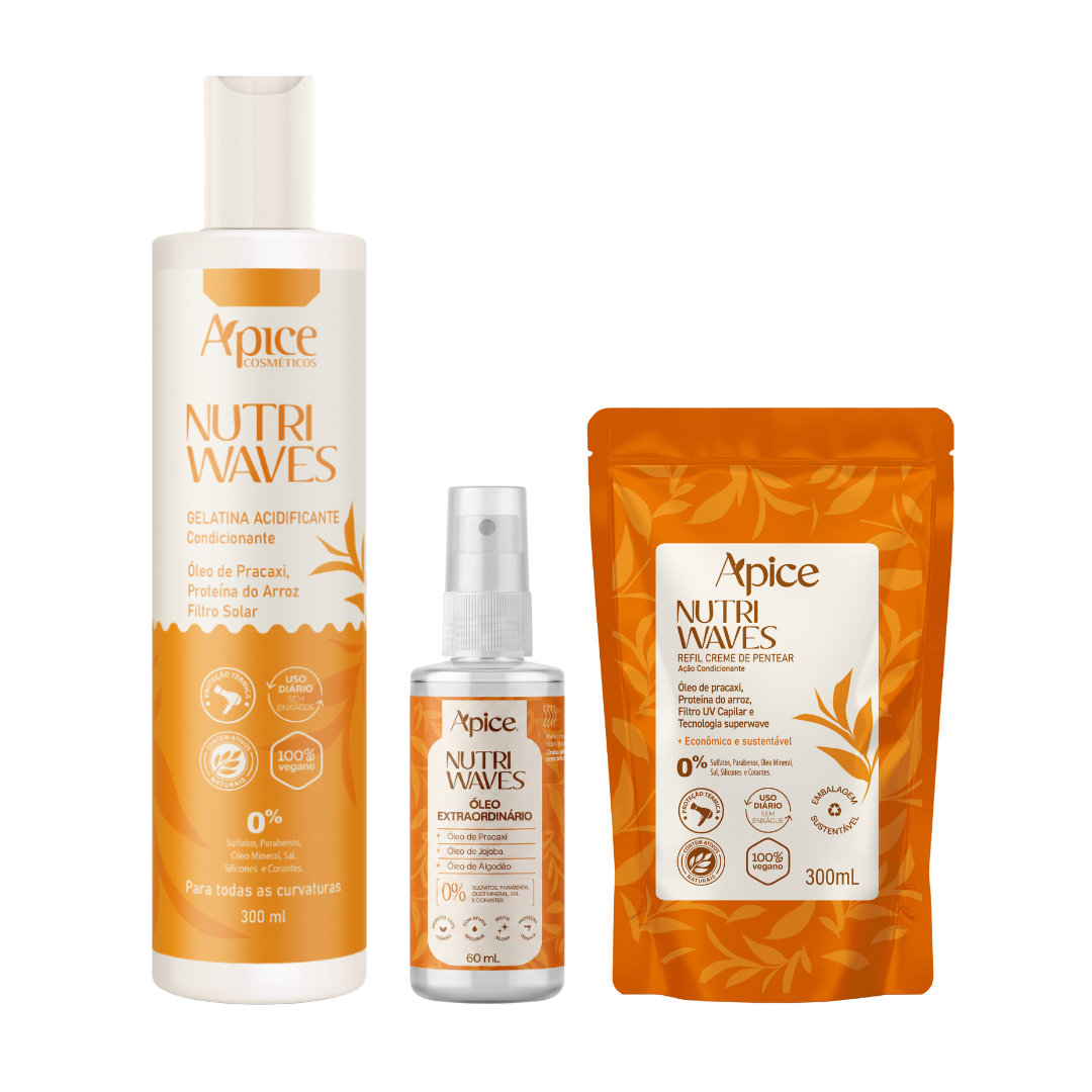 Kit Finalização Nutri Waves - Refil, Gelatina e Óleo (3 itens)