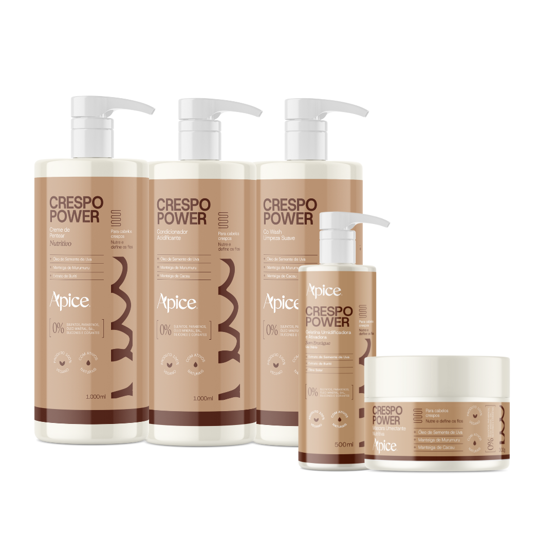 Kitão Crespo Power - Co Wash, Condicionador, Gelatina, Máscara e Creme de Pentear (5 ITENS)