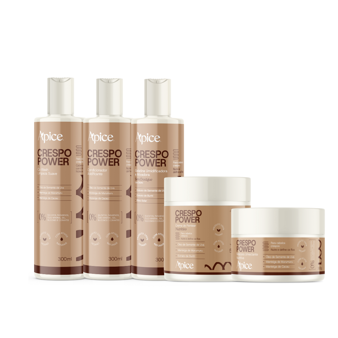 Kit Crespo Power - Co Wash, Condicionador, Gelatina, Máscara e Creme de Pentear (5 ITENS)