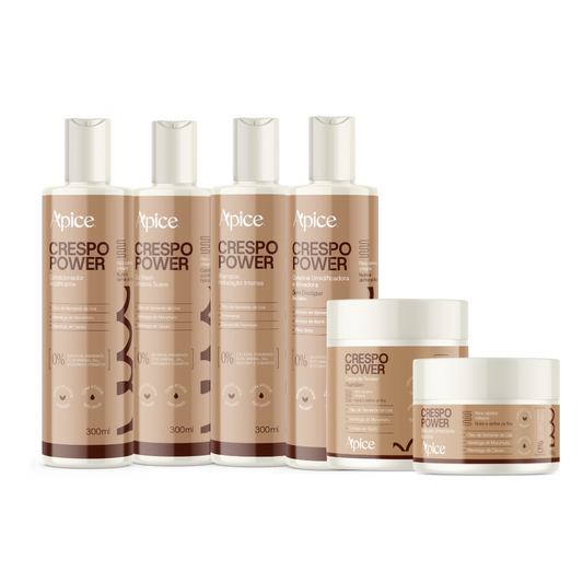Kit Crespo Power - Shampoo, Co Wash, Condicionador, Gelatina, Máscara e Creme de Pentear (6 ITENS)