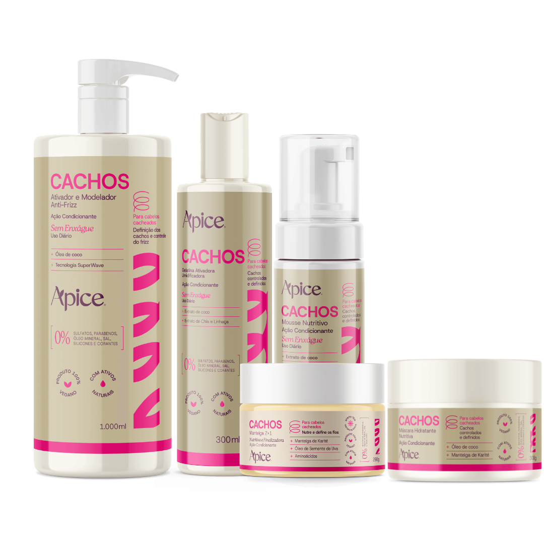 Kit Cachos - Manteiga, Máscara, Gelatina e Ativador (5 itens)