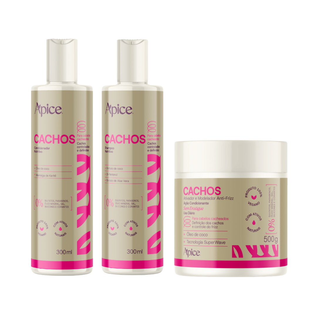 Kit Cachos - Shampoo, Condicionador e Ativador (3 ITENS) – Apice
