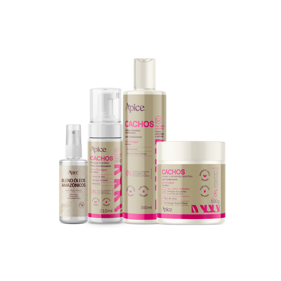 Kit Cachos Essence - Ativador, Gelatina, Mousse e Óleo (4 itens