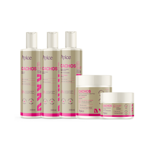 Kit Cachos NOVA FRAGRÂNCIA - Shampoo, Condicionador, Gelatina, Ativador e Máscara (5 ITENS)