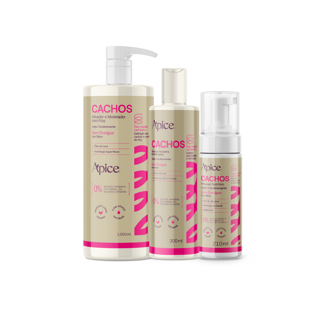 Kit Cachos Essence - Ativador, Gelatina e Mousse (3 itens) – Apice