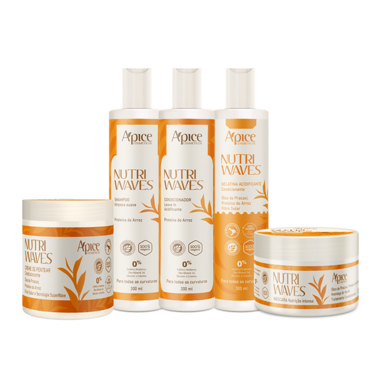 Kit Onduladas Nutri Waves - Shampoo, Condicionador, Gelatina, Máscara e Creme de Pentear (5 ITENS) - Vendah