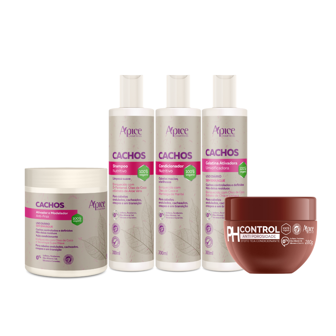 Kit Cachos PH- Shampoo, Condicionador, Gelatina, PH Control e