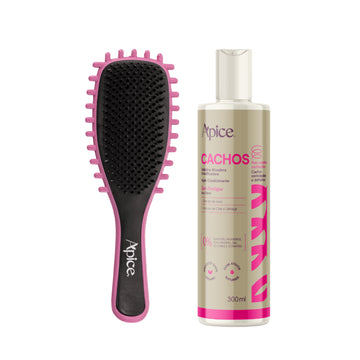 Kit Fitagem Cachos - Escova Rosa e Gelatina