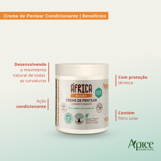 Creme de Pentear África Baobá 500g - No Poo / Low Poo - Ação Condicionante