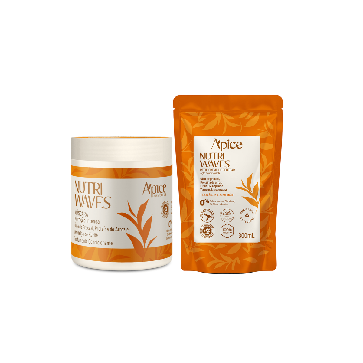 Kit Finalização Duo Nutri Waves - Máscara Nutrição Nutri Waves 500g e Creme de Pentear Nutri Waves Refil 300g