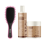 Kit Crespo Essencial - Escova Rosa, Gelatina e Creme de Pentear (3 ITENS)