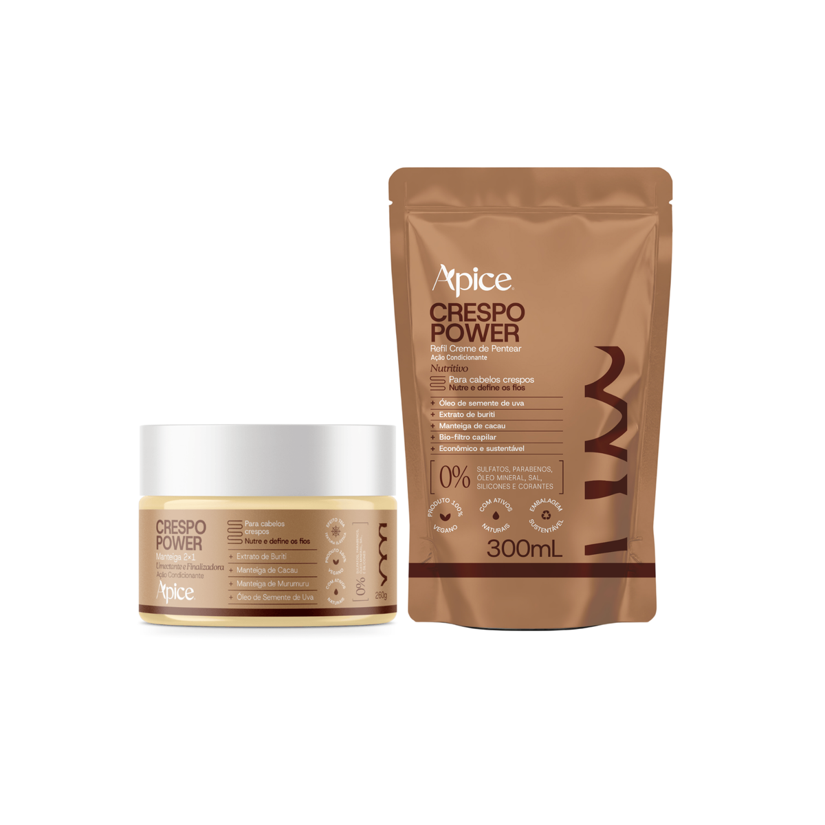 Kit Duo Finalização Crespo Power - Manteiga Umectante 2x1 Crespo Power e Creme de Pentear Crespo Power Refil 300g