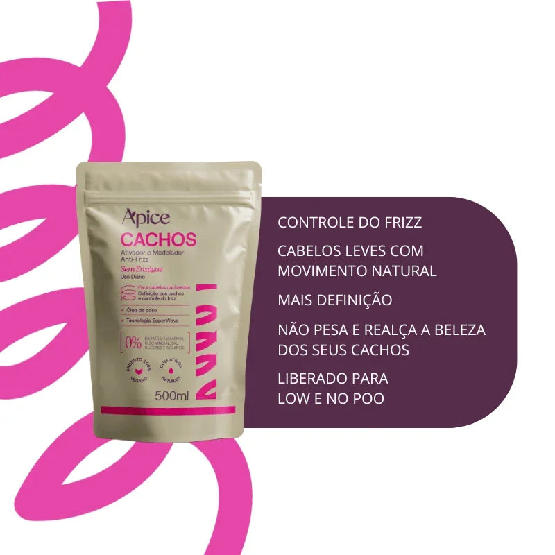 Kit Cachos Essence - Shampoo, Condicionador, Gelatina, Refil Kit Cachos Essence - Shampoo, Condicionador, Gelatina, Refil