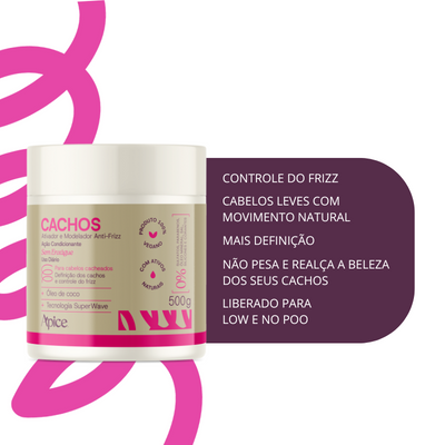 Kit Cachos NOVA FRAGRÂNCIA - Shampoo, Gelatina, Máscara e Ativador (4 ITENS)