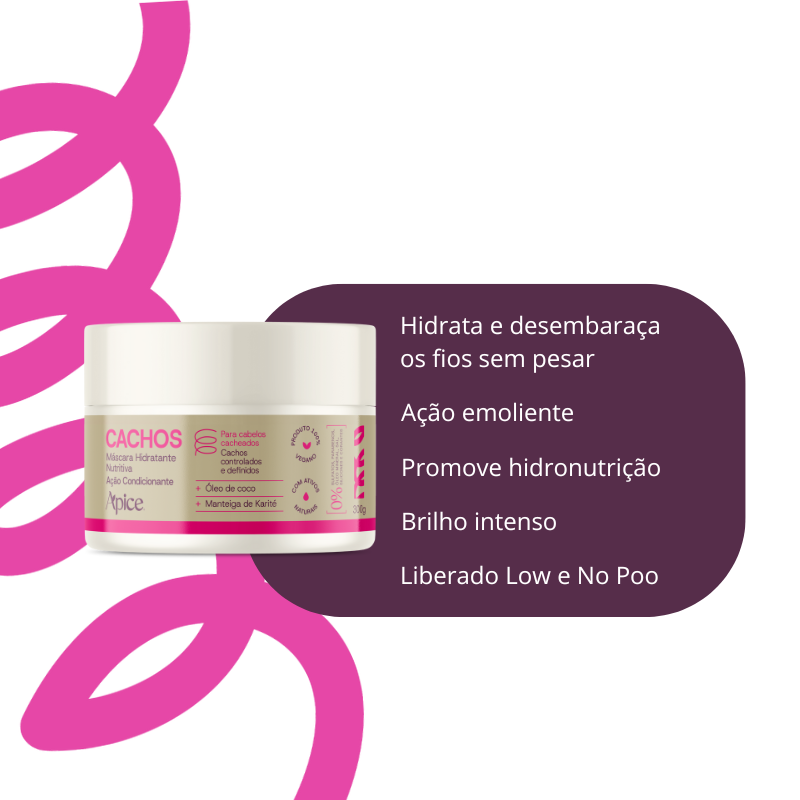 Kit Cachos Essence - Shampoo, Condicionador, Gelatina, Ativador e Máscara (5 ITENS)