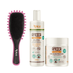 Kit África Nutrição - Escova Rosa, Gelatina e Creme de Pentear (3 ITENS)