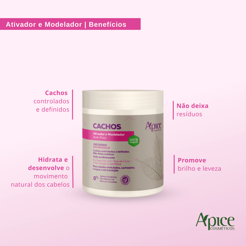Kit Ativador e Modelador Cachos, Gelatina Ativadora Cachos e Acqua Cream (3 itens)