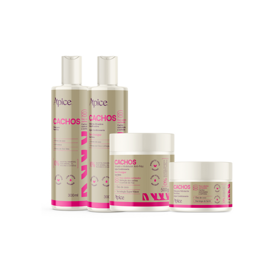 Kit Cachos NOVA FRAGRÂNCIA - Shampoo, Gelatina, Máscara e Ativador (4 ITENS)