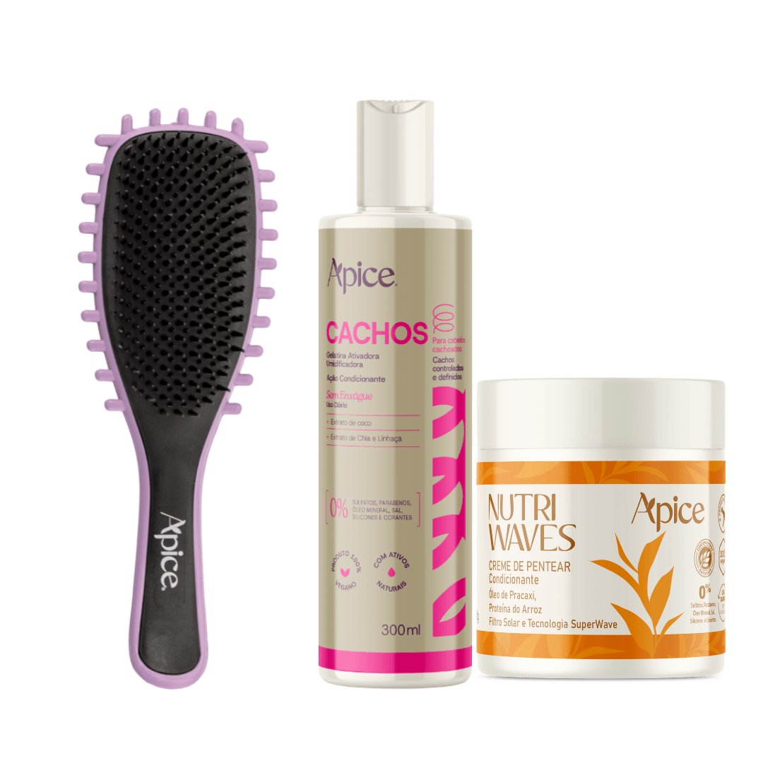 Kit Mix Definição - Escova Lilás, Gelatina e Creme de Pentear (3 ITENS)