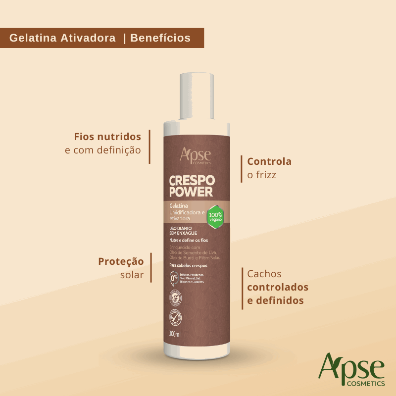 Kit Crespo Power - Shampoo, Co Wash, Condicionador, Gelatina, Máscara e Creme de Pentear (6 ITENS)