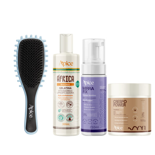 Kit Mix Nutrição - Escova Azul, Gelatina, Creme de Pentear e Mousse (4 ITENS)