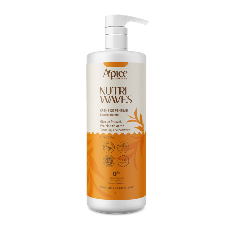 Creme de Pentear Nutri Waves 1000 ML - No Poo / Low Poo - Ação Condicionante
