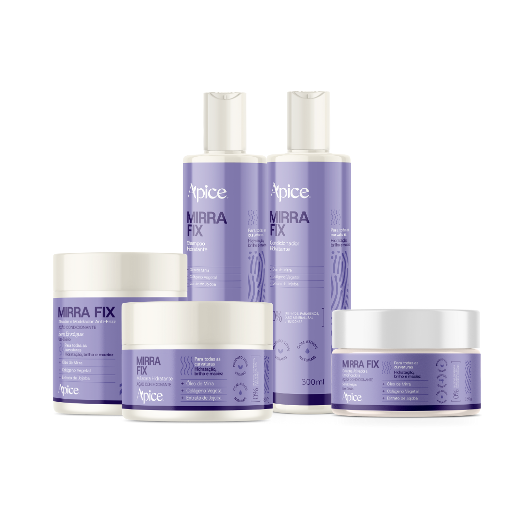 Kit Mirra Fix - Shampoo, Condicionador, Máscara, Ativador e Gelatina (5 Itens)