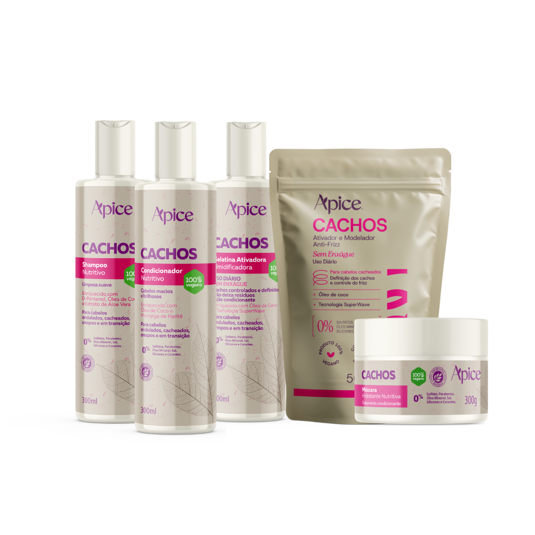 Kit Cachos - Shampoo, Condicionador, Gelatina, Máscara e Refil Ativador (5 ITENS)