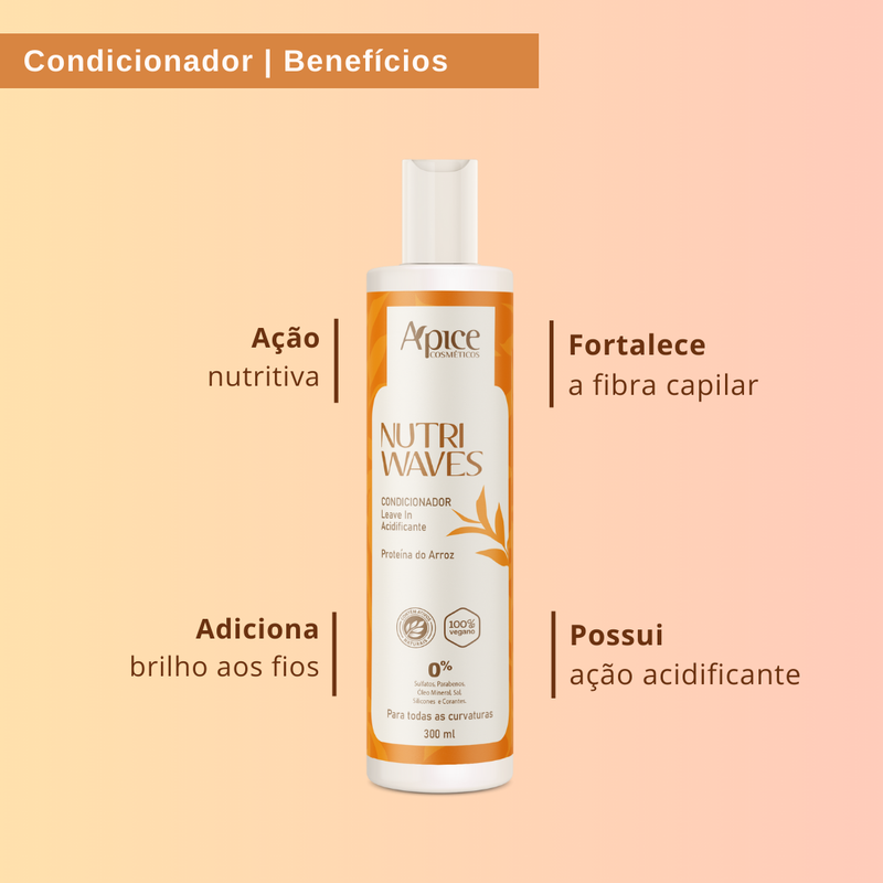 Kit Onduladas Nutri Waves - Shampoo, Condicionador, Máscara e Creme de Pentear (4 ITENS)