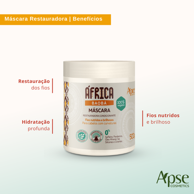Kit África Baobá - Shampoo, Condicionador, Máscara e Creme de Pentear (4 ITENS)