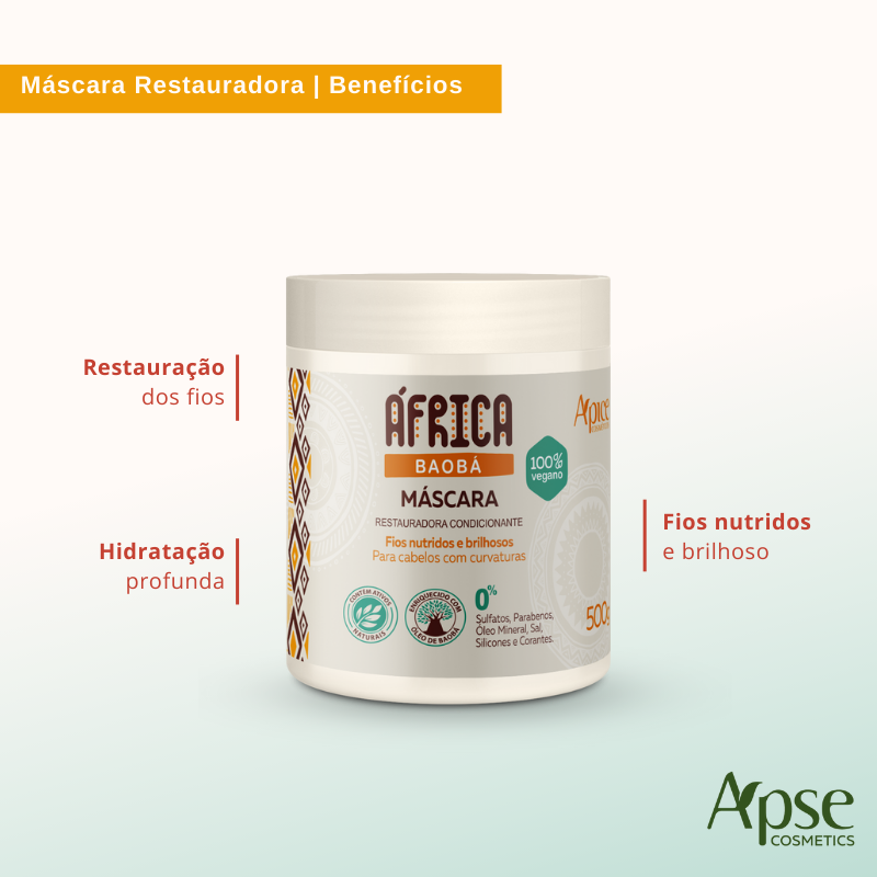 Kit África Baobá - Shampoo, Condicionador, Máscara e Creme de Pentear (4 ITENS)