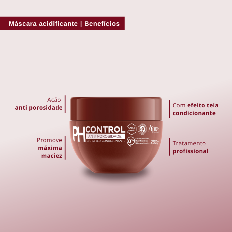 Tratamento Anti Porosidade PH CONTROL 280 gr - Máscara Acidificante Tratamento Condicionante