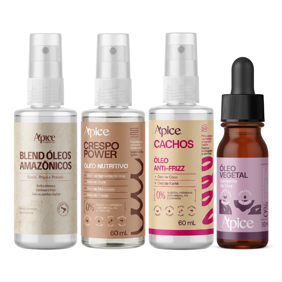 Kit Quarteto Óleos - Blend, Crespo Power, Cachos e Uva