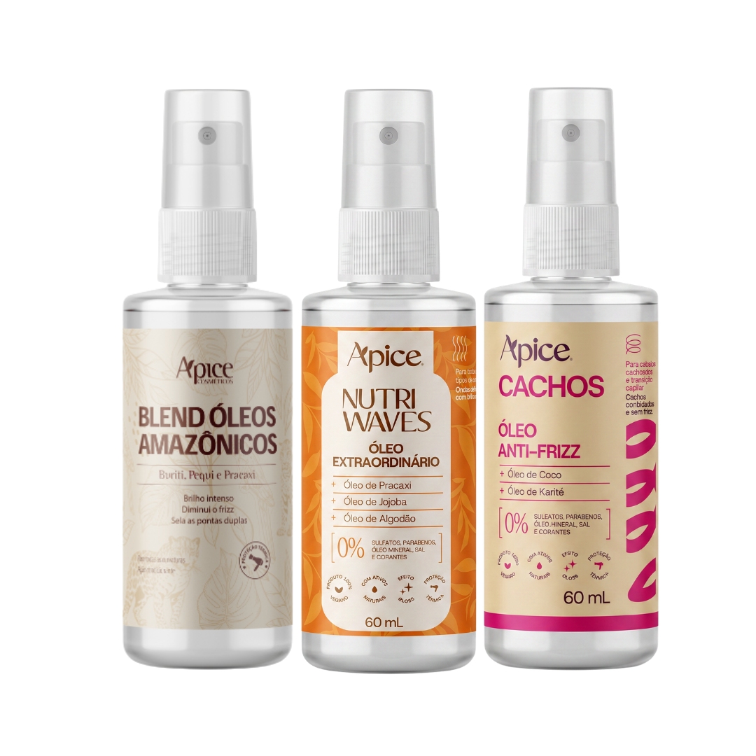 Kit Trio Óleos - Blend, Nutri Waves e Cachos