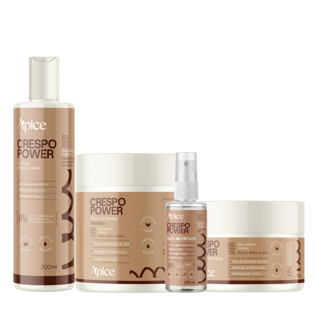 Kit Crespo Power - Co Wash, Máscara, Creme e Óleo (4 itens)