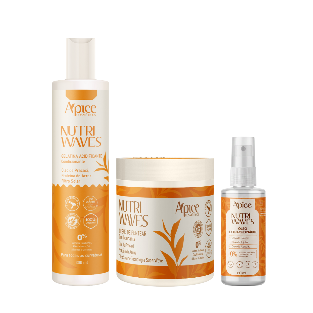 Kit Nutri Waves - Creme de Pentear, Gelatina e Óleo (3 itens)