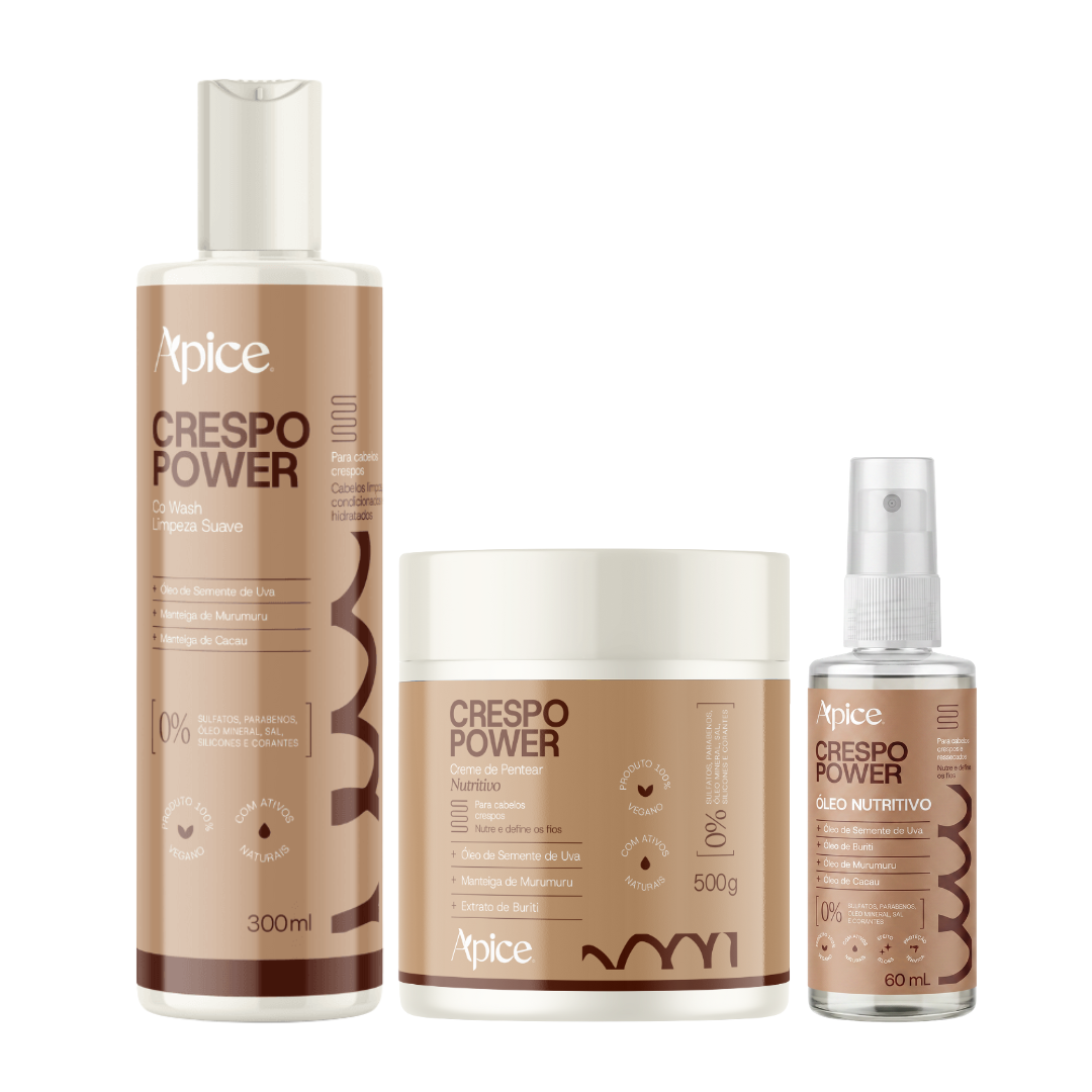 Kit Finalização Crespo Power - Creme, Gelatina e Óleo (3 itens)