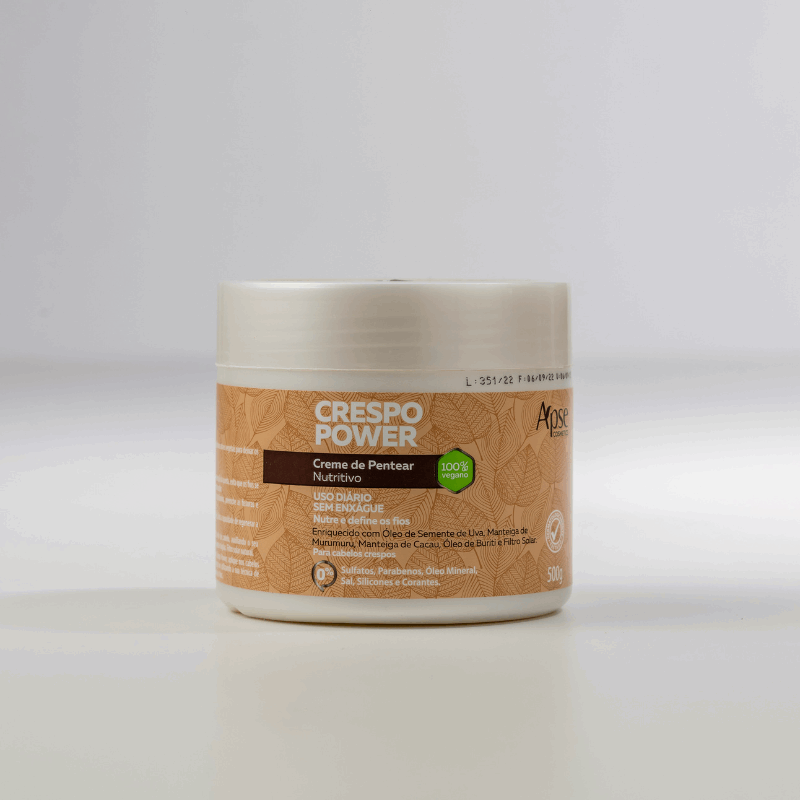 Creme de Pentear Nutritivo Crespo Power 500g - No Poo / Low Poo - Ação Condicionante