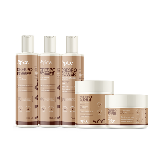 Kit Crespo Power - Co Wash, Condicionador, Gelatina, Máscara e Creme de Pentear (5 ITENS)