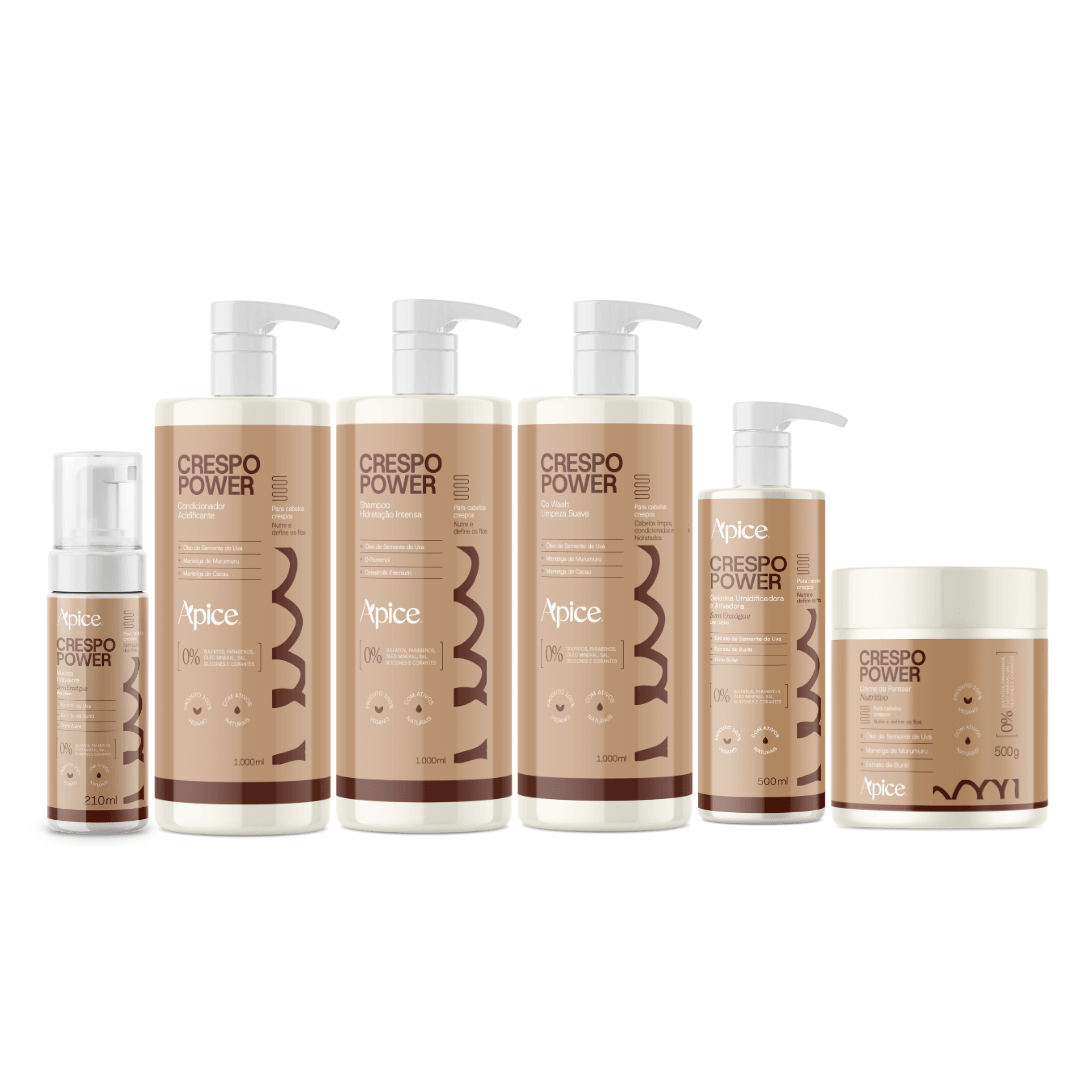 Kitão Crespo Power - Higienização + Finalização (Shampoo, Co Wash, Condicionador, Creme, Gelatina e Mousse) - 6 itens