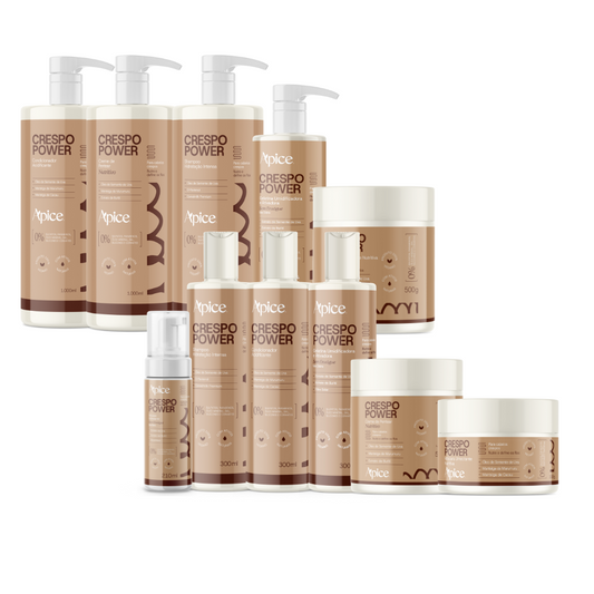 Kitão Crespo Power- Shampoo, Condicionador, Gelatina, Creme de Pentear Mousse e Máscara - todos os tamanhos