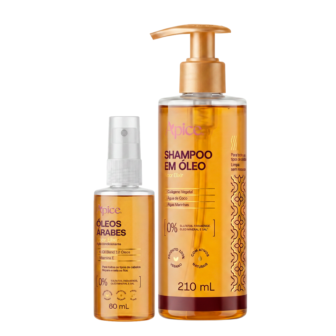 KIT BRILHO PERFEITO - Shampoo em óleo e Óleo Árabe