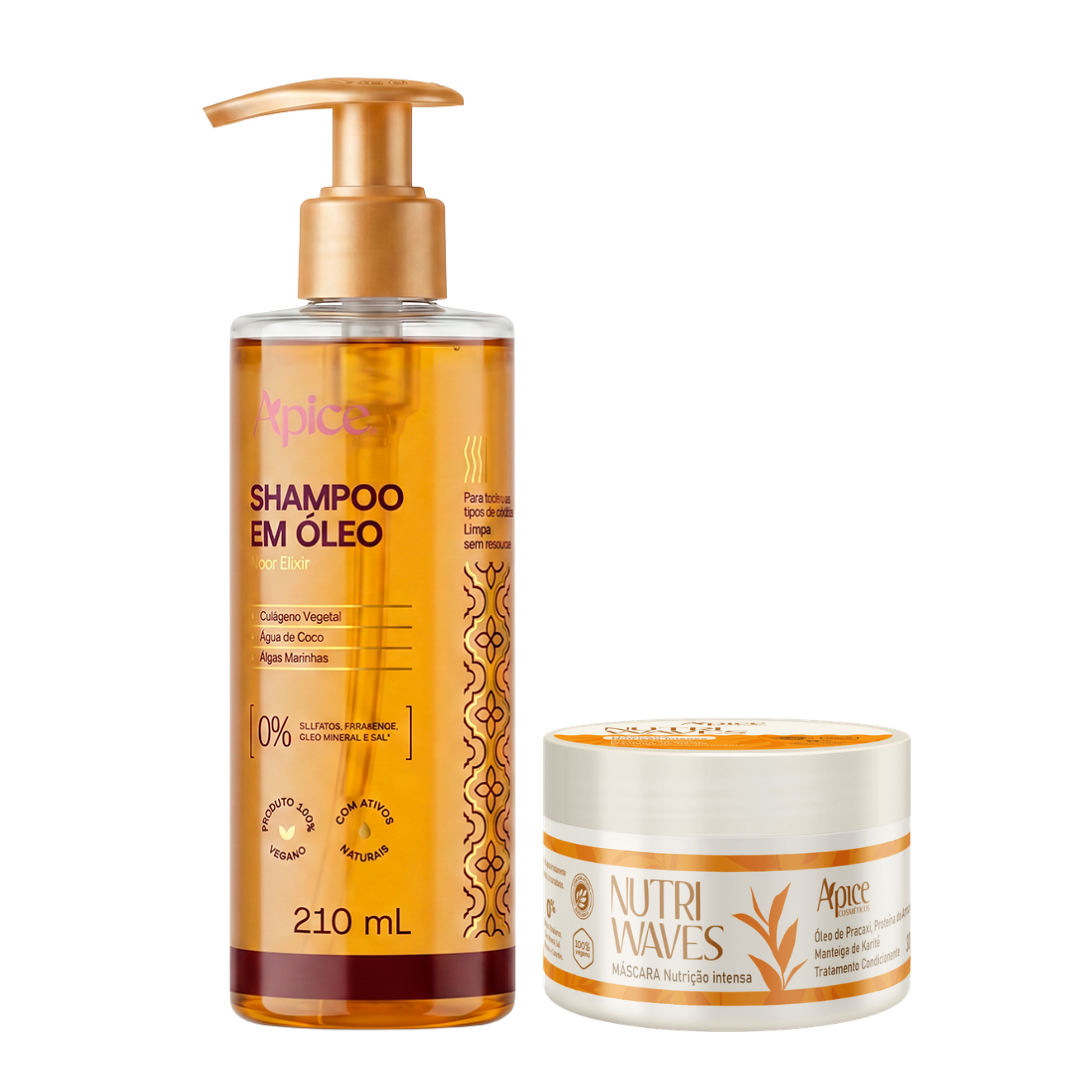 KIT NUTRI WAVES BRILHO - Shampoo em óleo e Máscara Nutri Waves