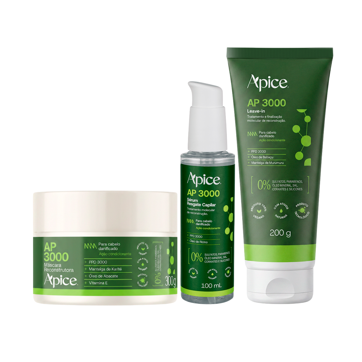 KIT RECONSTRUÇÃO COMPLETA - Máscara, Sérum e Leave in