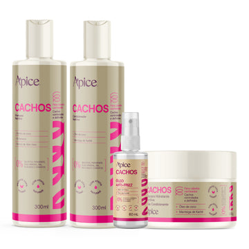 Kit Cachos - Shampoo, Condicionador, Máscara e Óleo (4 itens)