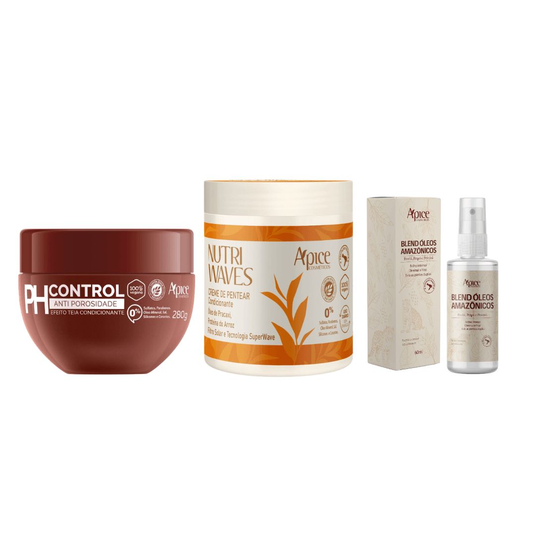 Kit Combate às Pontas Secas - Blend Óleos Amazônicos, Creme de Pentear e Anti Porosidade