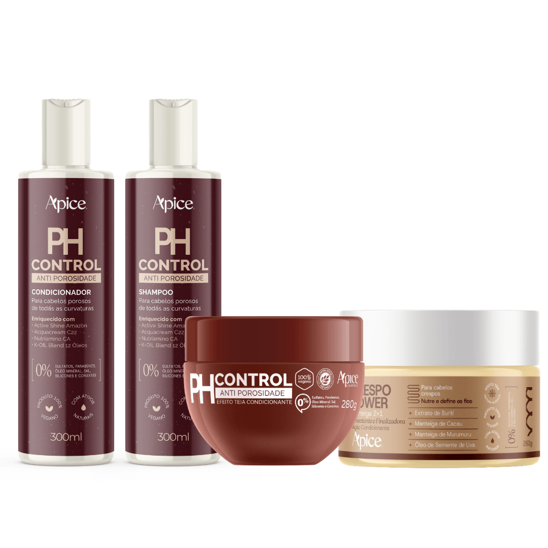 Kit Porosidade Zero Cachos / Crespo - Shampoo, Condicionador, Anti Porosidade e Manteiga 2x1