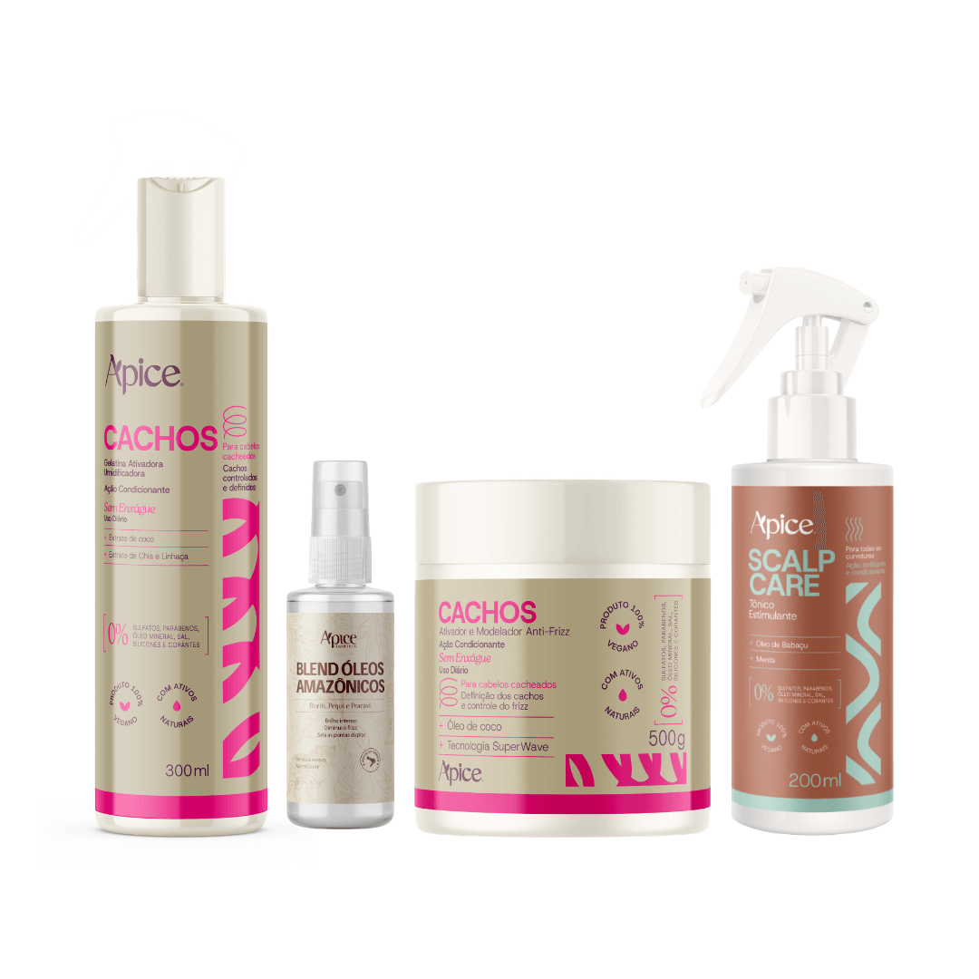 Kit Transição Capilar - Tônico, Ativador, Gelatina e Blend de Óleos Amazônicos