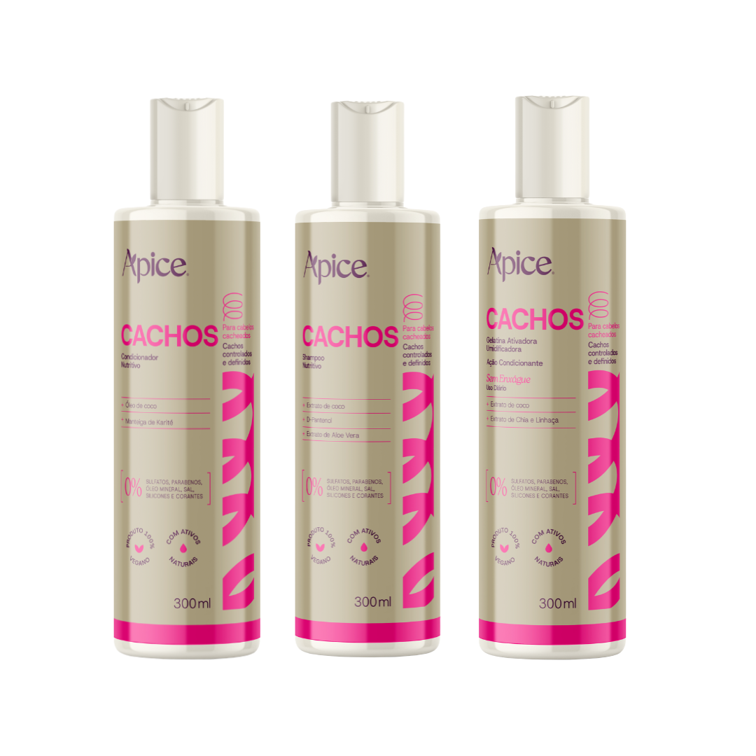 Kit Cachos - Shampoo, Condicionador e Gelatina (3 ITENS)